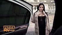POV Lusty mistress Sasha Rose fucks in limo