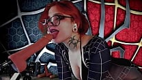 MERIDJANE BECAME A SPIDER GIRL AND GIVES A PASSIONATE BLOWJOB
