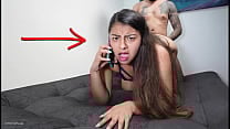 Unfaithful bitch talks on the phone with her husband while her lover fucks her ass hard   