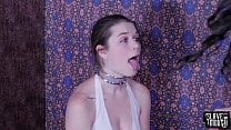 Teen oral sex slave gets a b face fucking from her coldhearted mistress