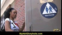 Gloryhole Ebony chick sucks white dick 27