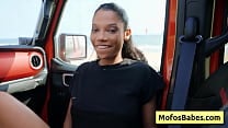 Black busty beauty rub her clit in the car and seduces her friend with her big boobs Eden West Charles Dera