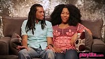 Open minded black couple going fort heir first threesome Open minded black couple going fort heir first threesome