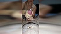 guy gets his dick t  by wand and tenga egg