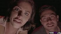 Man drops to his knees to enter while the woman crawls underneath him Man drops to his knees to enter while the woman crawls underneath him