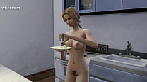 Blonde teen making and eating a cake   The Sims