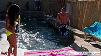 Brunette hottie Trinity St Clair fucking at poolside