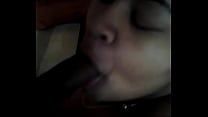 My lil homie ex slobbing my knob