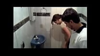Mexican teens caught fucking in public restroom