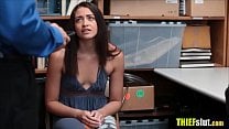 Virgin shoplifter teen loses it to a horny mall cop