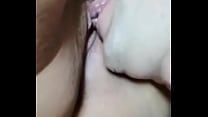 Husband lick his asian wife pussy