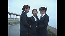 3 Japanese Lesbian Airline Stewardess Girls Kissing