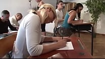 today sexual education orgy for young student with a big boobed teacher