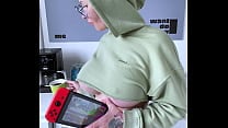 jerk my pussy play nintendo switch and drink coffee bald tattooed girl