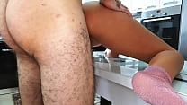he was so horny he couldn t resist and fucked me hard in the kitchen