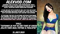 Hotkinkyjo put in ass tons of green jellys then anal fisting amp prolapse