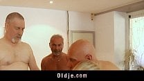 Seven grandpas gang bangs teeny blonde at a meeting Seven grandpas gang bangs teeny blonde at a meeting