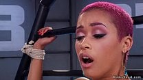 Stunning ebony in bondage bangs machine Stunning ebony in bondage bangs machine