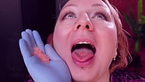 ASMR popping candy teeth fetish and medical gloves Arya Grander