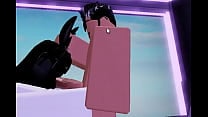 Roblox emo bunny girl gives a BWC a boob and a blow job