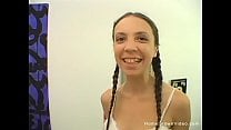 Brunette in pigtails uses a toy on her hairy pussy Brunette in pigtails uses a toy on her hairy pussy