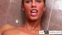 MY18TEENS Sexy Girl Fingering Wet Pussy in the bathroom