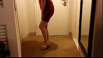 nice girl in dress wets herself