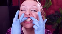 ASMR  I touch my face and teeth with medical gloves