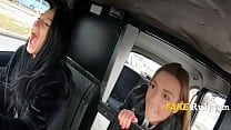 Wild Lesbian Lovers Steal Taxi amp Fuck In It