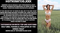 Hotkinkyjo in white top and bottoms self anal fisting amp prolapse at the green field