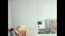 Sexy teen blonde big tits dance on webcam