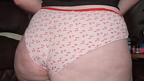 Thick young girl showing off her new cherry panties
