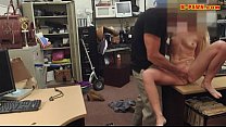 Skinny blonde screwed by horny pawn dude