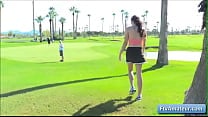 Young sexy brunette amateur Adria plays golf and getting naked there and show her nice round ass Young sexy brunette amateur Adria plays golf and getting naked there and show her nice round ass