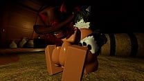 Hot cowgirl gets fucked while she tries to milk her big dicked wolf