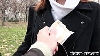 European redhead Alice Marshall flashes and fucked for money