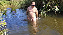 Caught me masturbate in river Risky outdoor village adventures with pretty stepsister