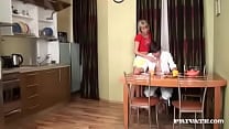 Teen Nika Seduces Her Man in the Kitchen Where He Fucks Her