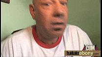 Ebony cutie sucks several dicks for a facial bukkake 12