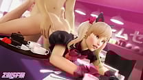 D Va Black cat in a cafe