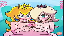 Princess Peach and Rosalina titfuck