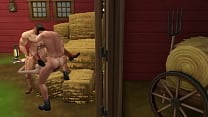Hunky Sims 4   Hot threesome fuck country style  blowjob  pussy fuck  and cumshot 
