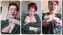 Mature milf plays with her nipples and big tits
