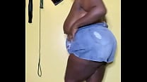 Bbw ebony goddess pisses denim jean shorts
