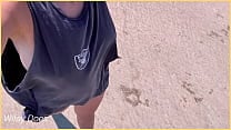 WIFE dare walking around side boob on public beach