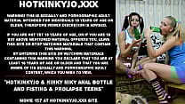 Hotkinkyjo amp Kinky Niky anal bottle double anal fisting amp prolapse lesbians