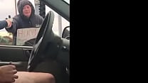 Flashing my cock to panhandler lady
