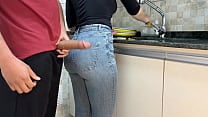 Maid gets Cum on her Ass wearing Jeans  FREE USE 