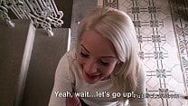 Blonde student blowjob in the public stairs Blonde student blowjob in the public stairs
