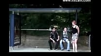 Girl Fucked At Bus Stop By 2 Guys